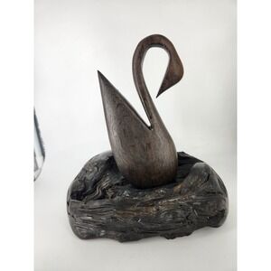 Natural Irish Bog Oak 5600 Yr old With Swan Sculpture By Michael Casey Ireland